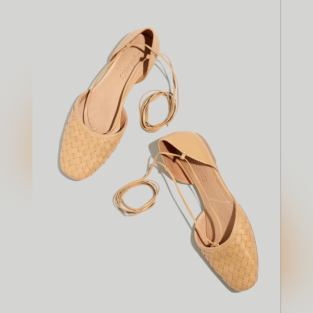 Celina Lace-Up Flat in Woven Leather